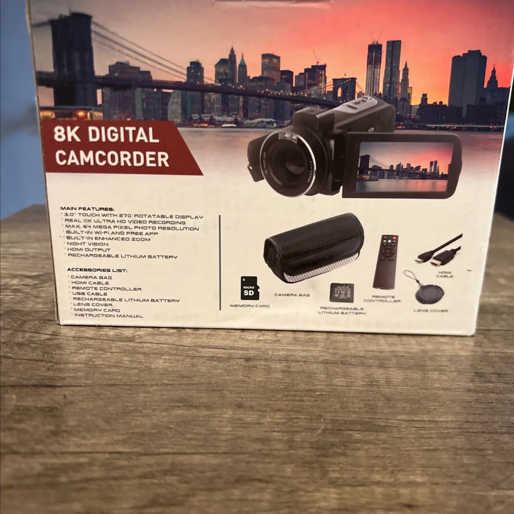 8K Digital Camcorder with Rotatable Display - Black